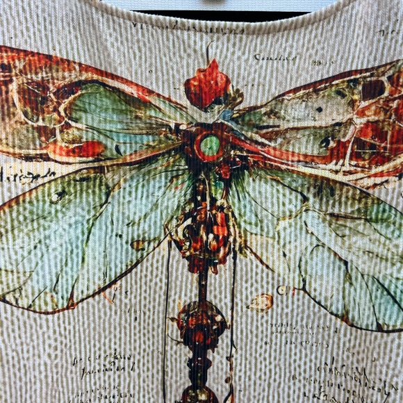 DRAGONFLY Long-Sleeve Gold Tan Shirt Top Women’s Small - Picture 3 of 7